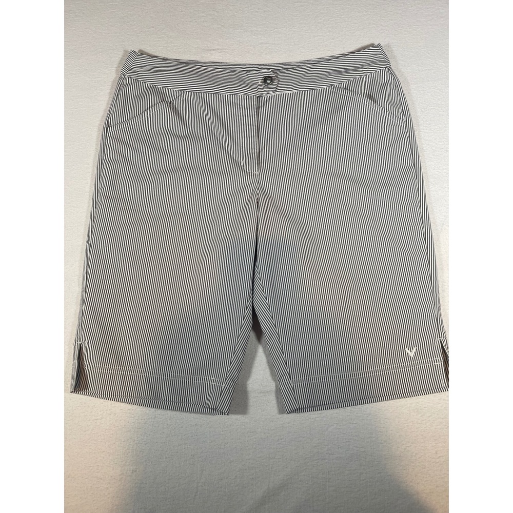 Callaway Womens Golf Shorts Navy Blue White Striped Size 6 Stretch Performance
